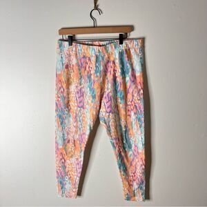 Soft Surroundings Must Have Leggings Abstract Large Orange Pull On Ankle pastel